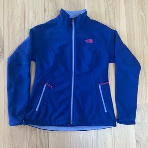 North Face Jacket Womens Large Blue Pink Full Zip Stretch Softshell
